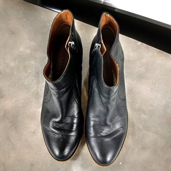 Lucky Brand Women’s 7.5 Black Leather Western Side Zip Ankle Boots - Picture 5 of 10